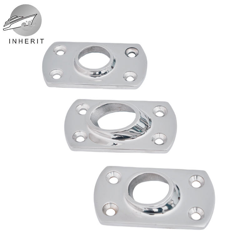 可焊方管座 316加厚不锈钢通用支架方底圆管座窗帘杆晾衣杆底座