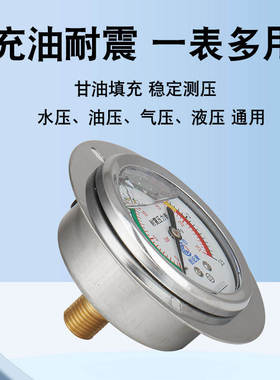 径向0-60MPA不锈钢YN-60轴向带边耐震表防腐防锈多螺纹多规格可选