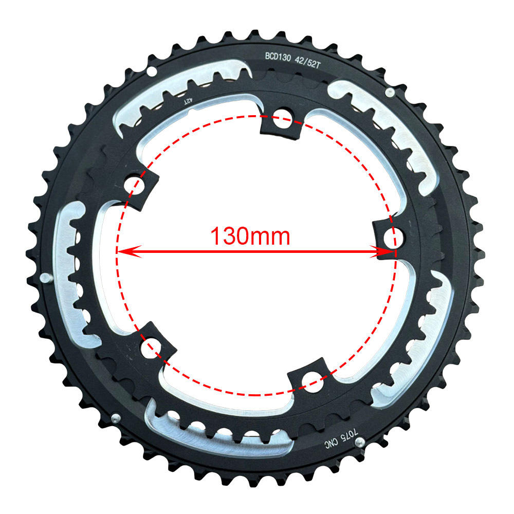 自行车130BCD牙盘42T52T铝合金齿盘公路车变速双牙盘9速10速11速