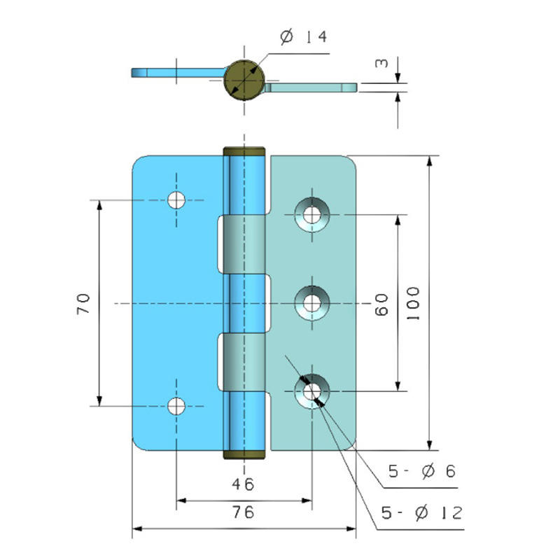 304不锈钢一正一反5孔工业设备门合页铰链100乘76可喷涂烤漆设备