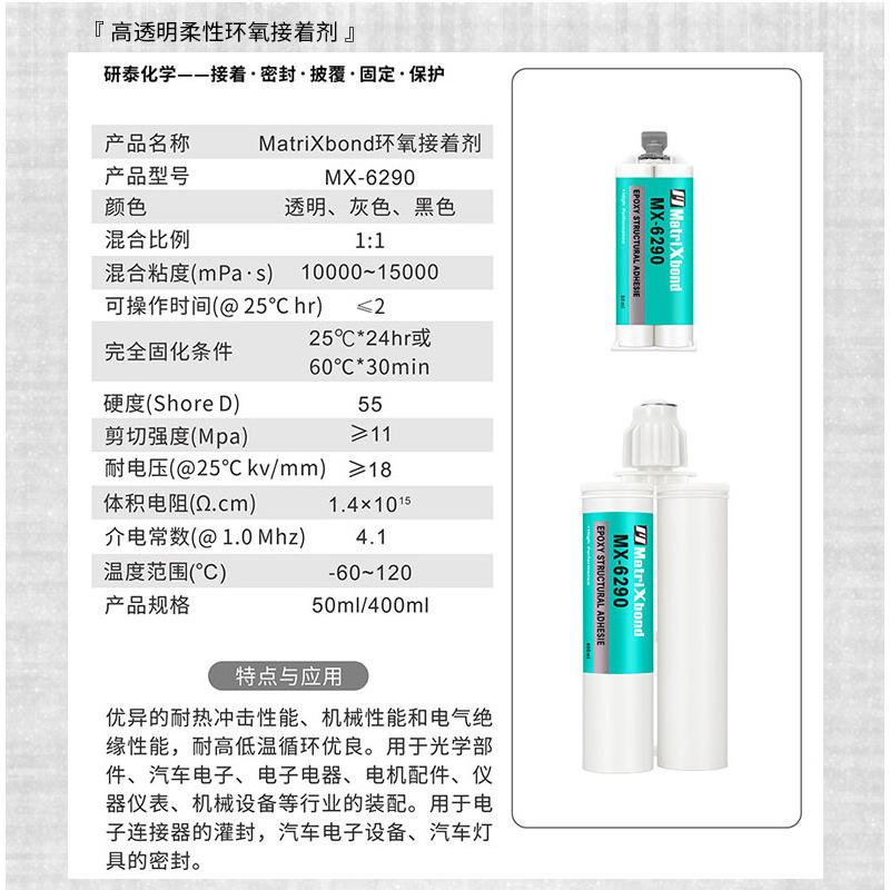 高透明环氧树脂胶光学仪器仪表密封胶水汽车电子电机结构粘接AB胶