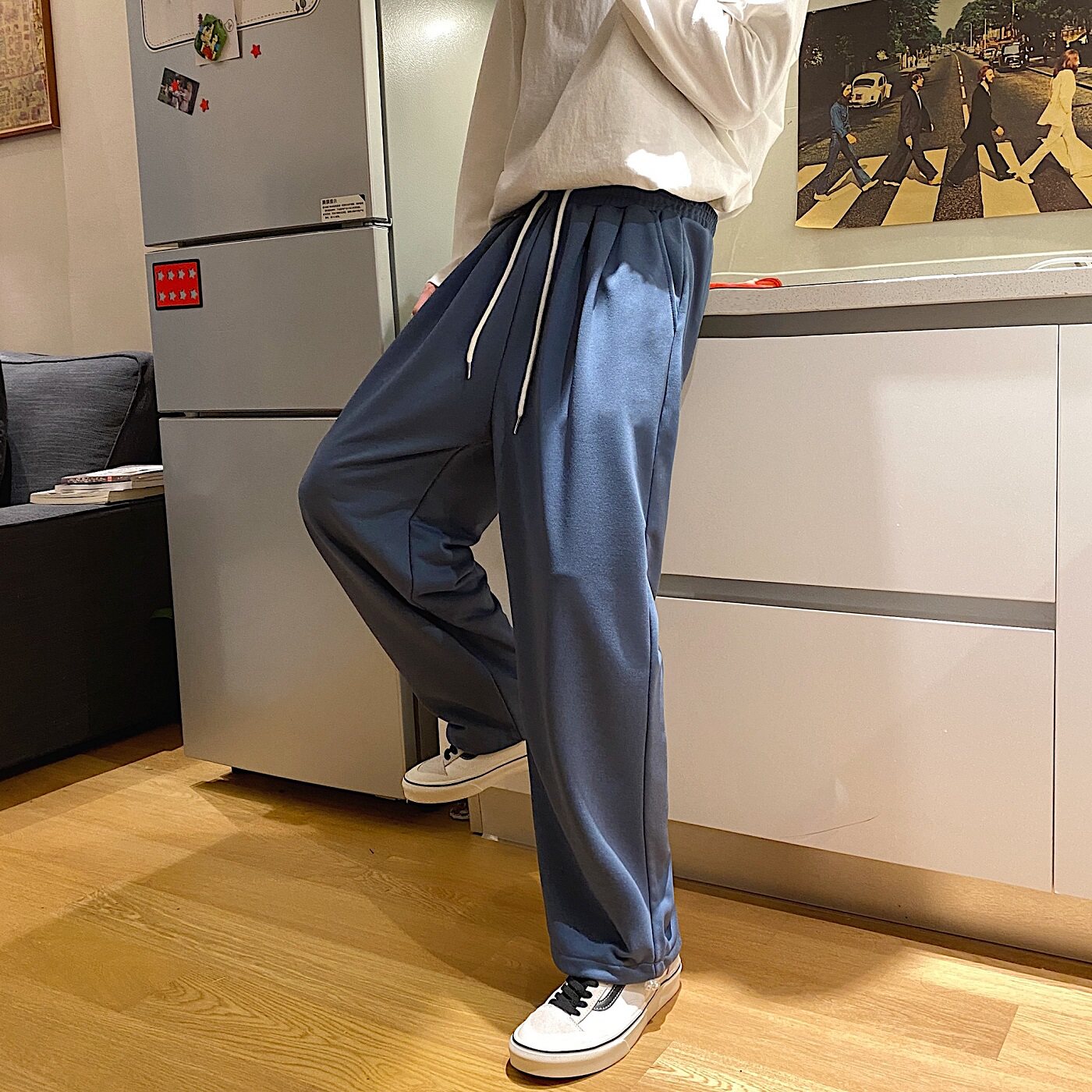 2021春款港风棉面浅灰色2休闲宽松卫裤运动裤A061-K1898-P25,男装休闲裤,电商A061