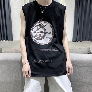 2021年夏季新款无袖背心T恤纯棉短袖T恤A061-B图片