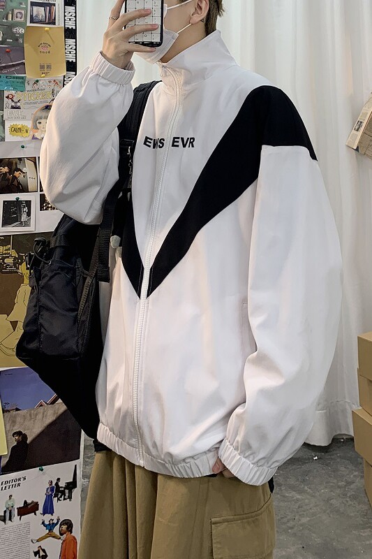 2021新款报纸白色1大码男士春款夹克A061-XJ,男装夹克,电商A061