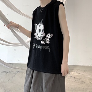 2021年夏季新款无袖背心T恤纯棉短袖T恤男A061-Ba图片