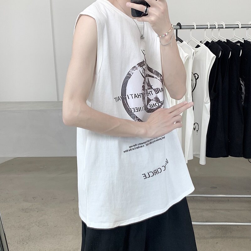 2021年夏季新款无袖背心T恤纯棉短袖T恤男A061-B,男装T恤,电商A061