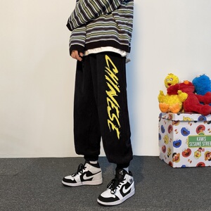 2021新款 港风灯芯绒卡其色4宽松休闲运动裤A061-K1881-P50图片