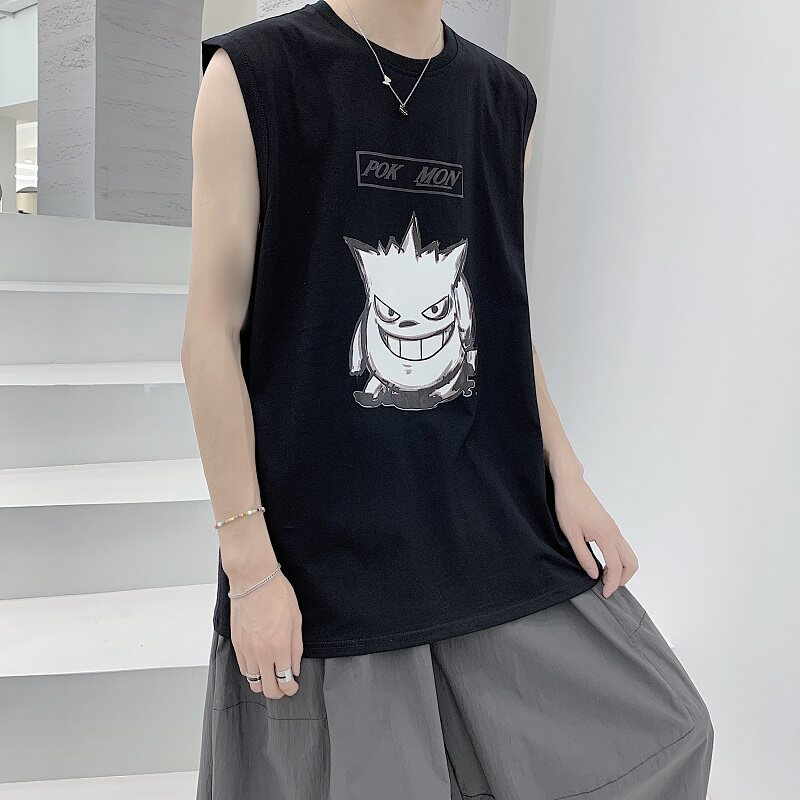 2021年夏季新款无袖背心T恤纯棉短袖T恤男A061-B,男装T恤,电商A061