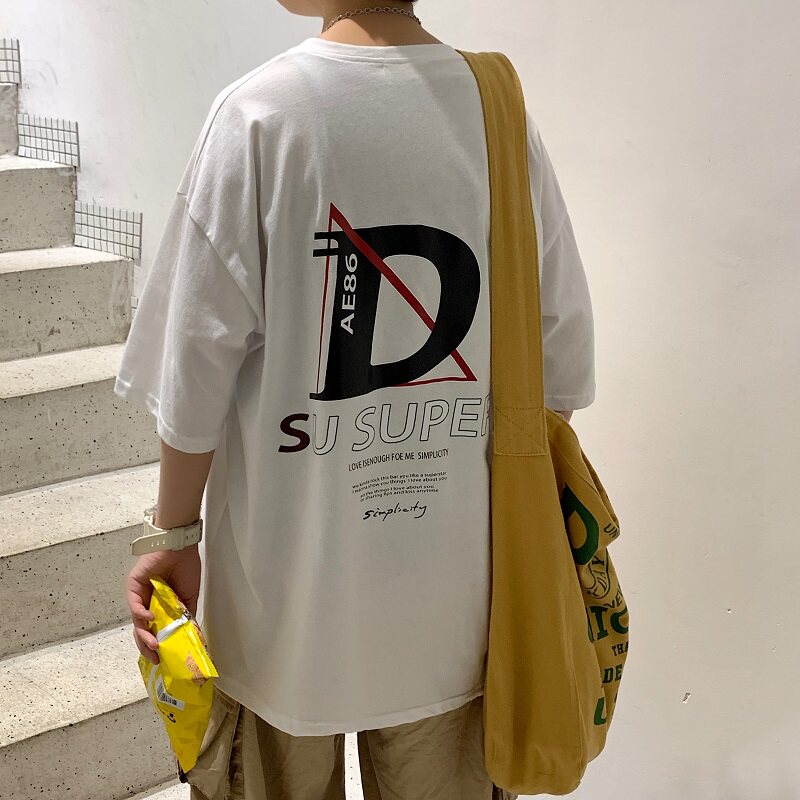 2021新款港风黑色印花大码短袖T恤半袖男A061-T3007,男装T恤,电商A061
