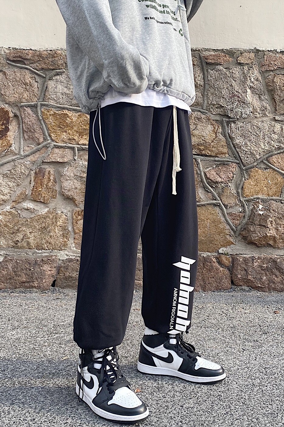 2021春款外景黑色休闲宽松印花运动裤A061,男装休闲裤,电商A061