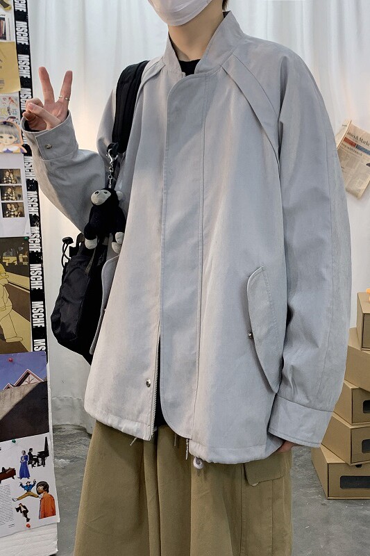 2021新款报纸灰色大码男士春款夹克A061-XJ,男装夹克,电商A061