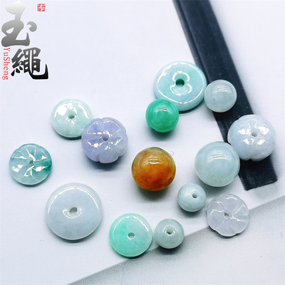 天然a货玉绳翡翠小配件散珠
