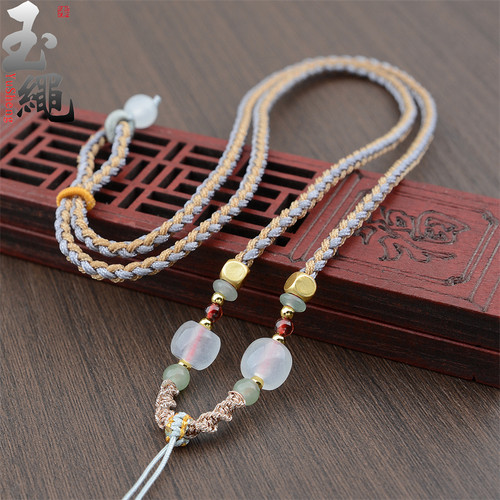 玉绳吊坠绳四股编手工绳