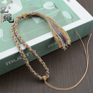 藏式手搓棉线全手工编织四股编小流苏挂穗子金刚配饰包挂失手绳子