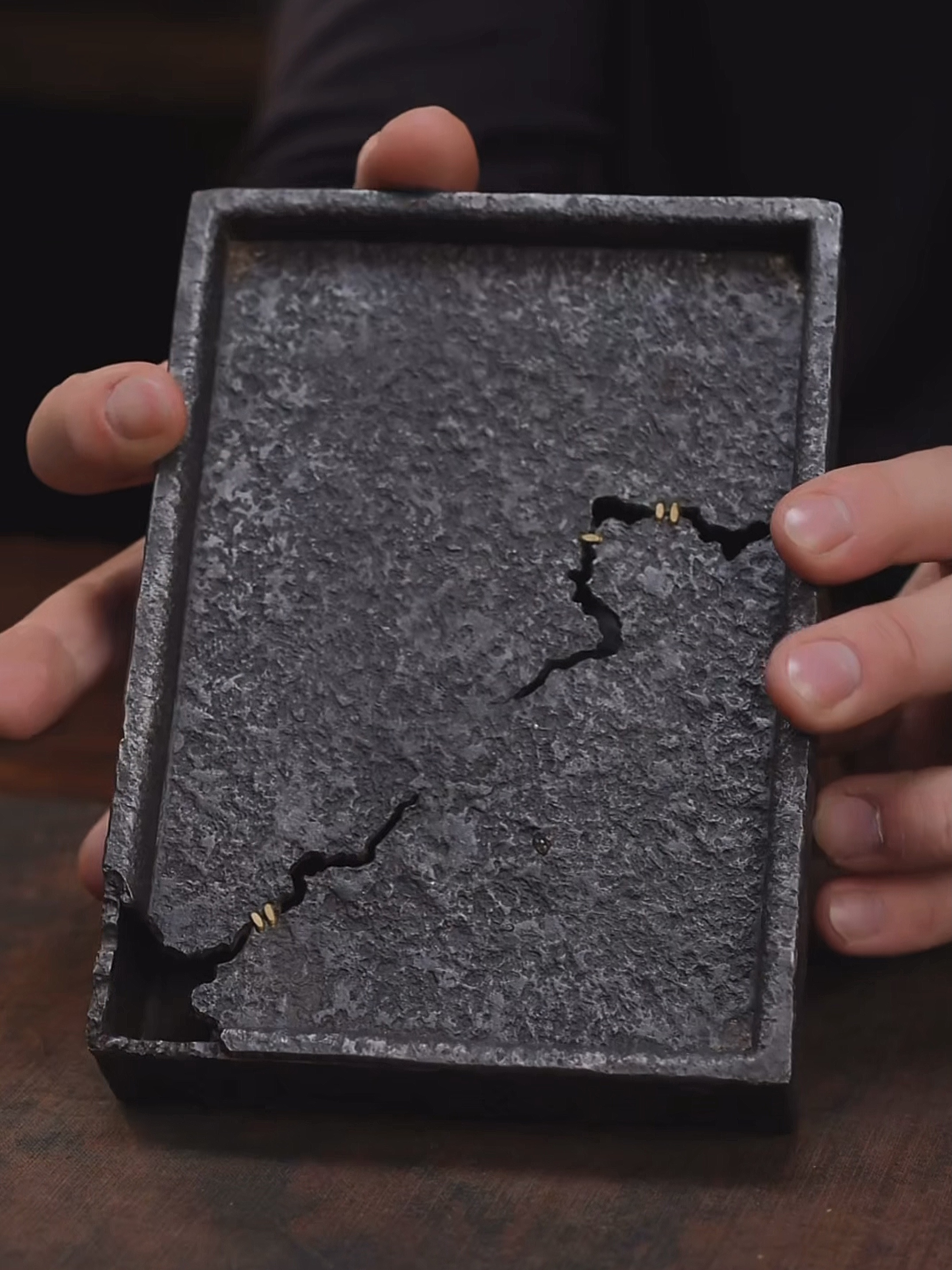 可定制尺寸/侘寂风茶船手工纯锡复古做旧壶承长方茶盘18x13x3.8cm