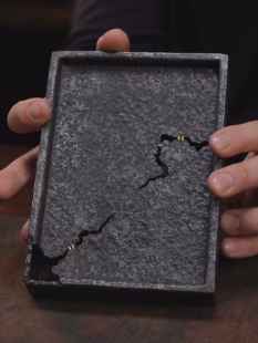 侘寂风茶船手工纯锡复古做旧壶承长方茶盘18x13x3.8cm 可定制尺寸
