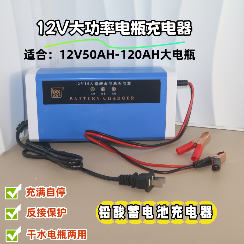 优信12V10A大功率铅酸电瓶充电器