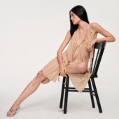 bianca同款 千金风露背连衣裙 CSFC肤色裸感挂脖裙夏天