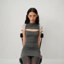 文艺神秘羊毛连衣裙 CSFC复古开胸设计拼色针织连衣裙