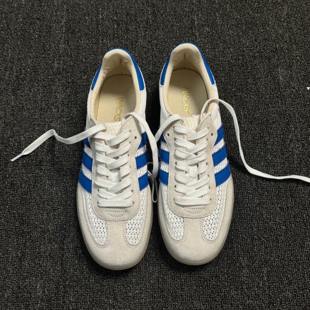 新款网面透气德训鞋T头复古男女情侣白蓝色时尚休闲运动低帮板鞋