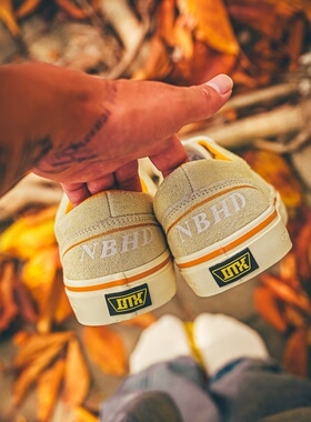 NBHD三方联名款FTMD小屁孩低帮米白色全麂皮复古休闲鞋男女板鞋
