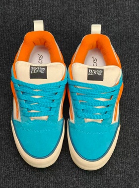 knu skool面包鞋联名闪电海盐蓝白橘拼色休闲鞋男女复古百搭板鞋