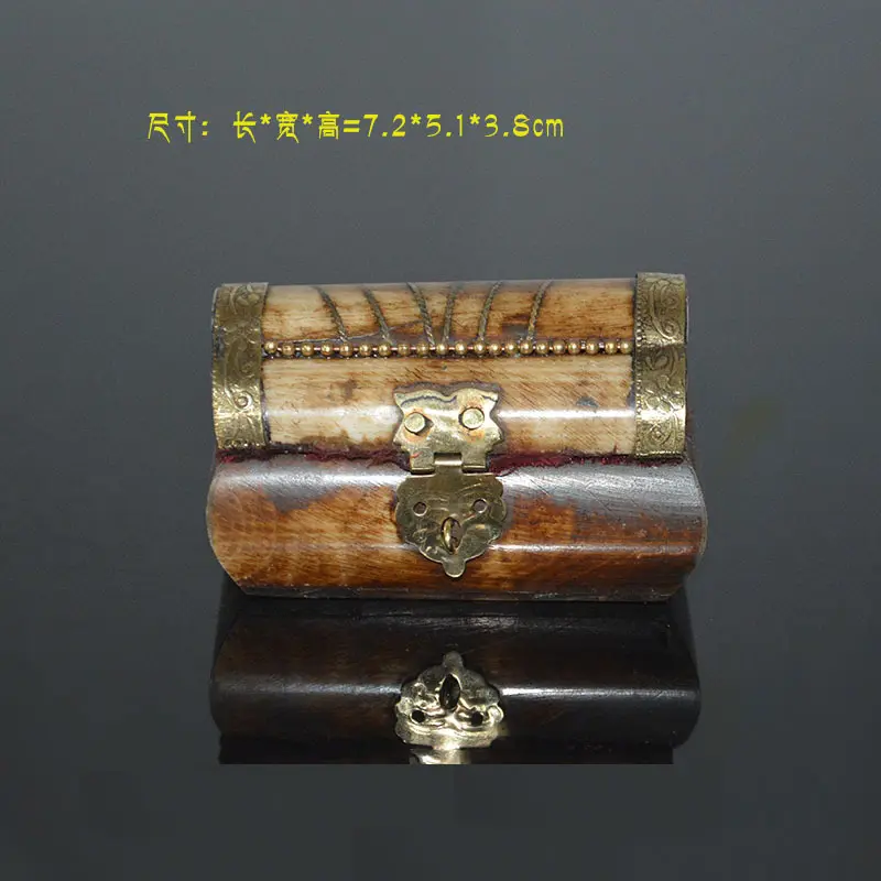 复古天然牦牛骨首饰盒戒指耳钉收纳盒珠宝盒小号手工民族风