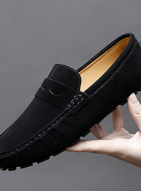 48特大码磨砂豆豆鞋47英伦风一脚蹬懒人男鞋46轻便防滑休闲皮鞋45