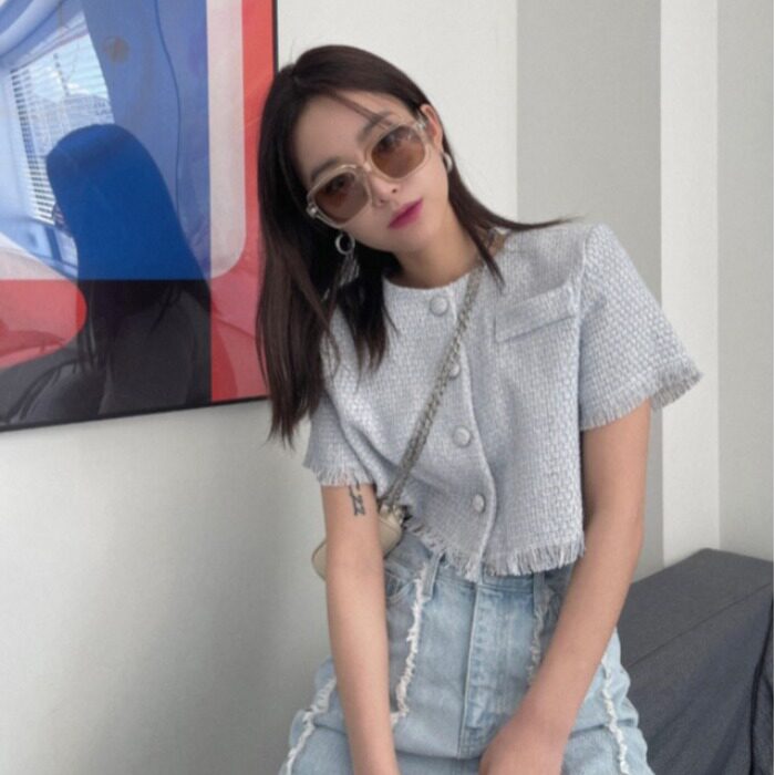 韩国小香风流苏粗花呢西装外套女