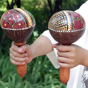 椰壳沙锤印尼椰壳彩绘款 乐 酒吧KTV演唱会伴奏专业打击小乐器个性