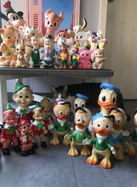 古董胶皮玩具60年代意大利产迪士尼比诺曹高飞唐老鸭小鹿斑比