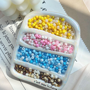 4mm混色玻璃米珠手工DIY装饰配件手链项链串珠散珠服饰手机链材料