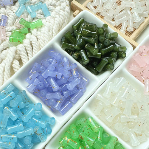 新仿玉琉璃竹节珠金丝玻璃散珠串珠diy手链古风头饰发簪材料配件