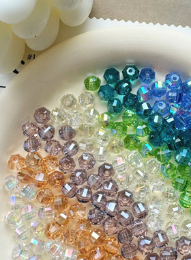 8mm高亮镀彩切面西瓜珠手链项链水晶玻璃串珠散珠手工DIY装饰配件
