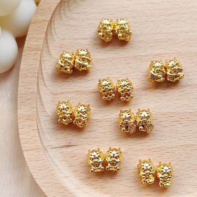 生肖龙转运珠铜镀真金diy配件手串串珠项链福袋吊坠招财纳福挂件