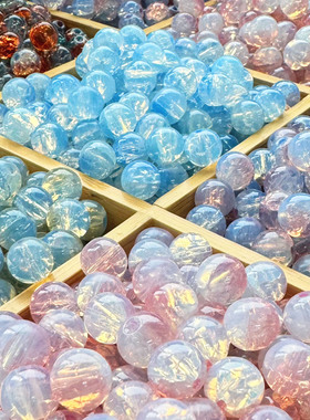 10mm蛋白玉髓琉璃珠子散珠手串DIY配饰手链串珠古风冰珀玻璃珠