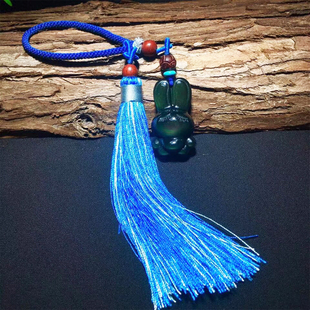 天然黑曜石兔子包挂 黑曜石长耳兔车挂 黑曜石流氓兔饰品挂件