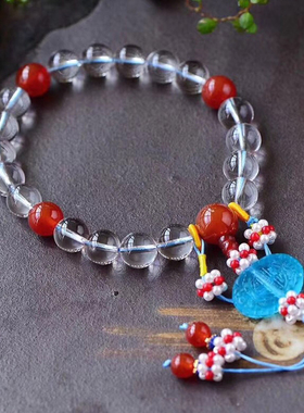 天然白水晶清宫十八子手提佛珠手链天然白水晶手链念珠