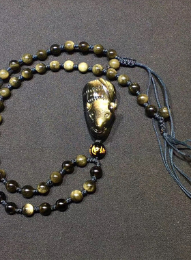 天然小老鼠金曜石吊坠