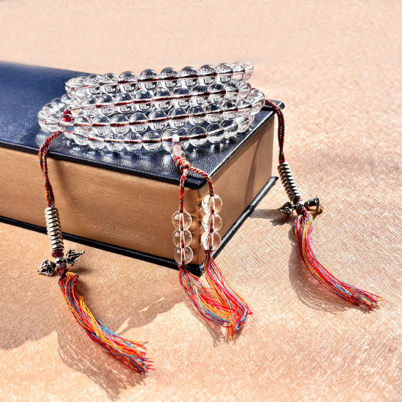 天然白水晶佛珠念珠手链藏式