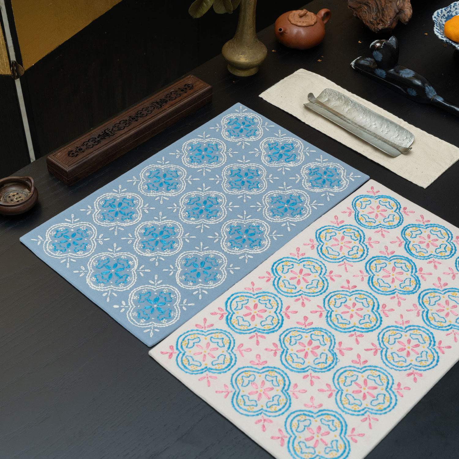 【与山翁】全手工刺绣经典窗花刺子绣茶席茶垫手工艺作品茶道周边,特色手工艺,刺绣,淘宝优惠券,粉丝福利购,淘宝优惠卷