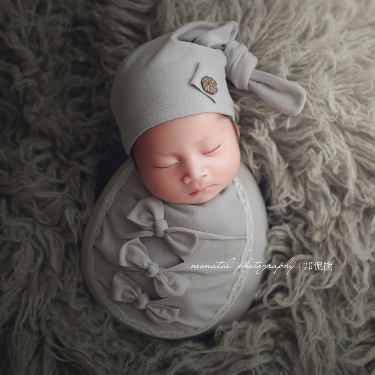 新生儿摄影头饰帽子裹布套装影楼道具宝宝月子满月照土豆包裹神器