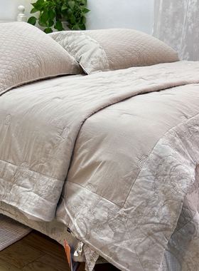 外贸80纯棉巴厘纱砂洗染色腰果花提花秋冬加厚绗缝床盖被套四件套