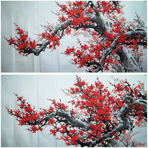 特价纯手绘小六尺国画梅花红梅报春图客厅装饰画写意花鸟喜上梅梢