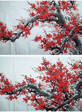 纯手绘报春图花鸟国画梅花装饰画