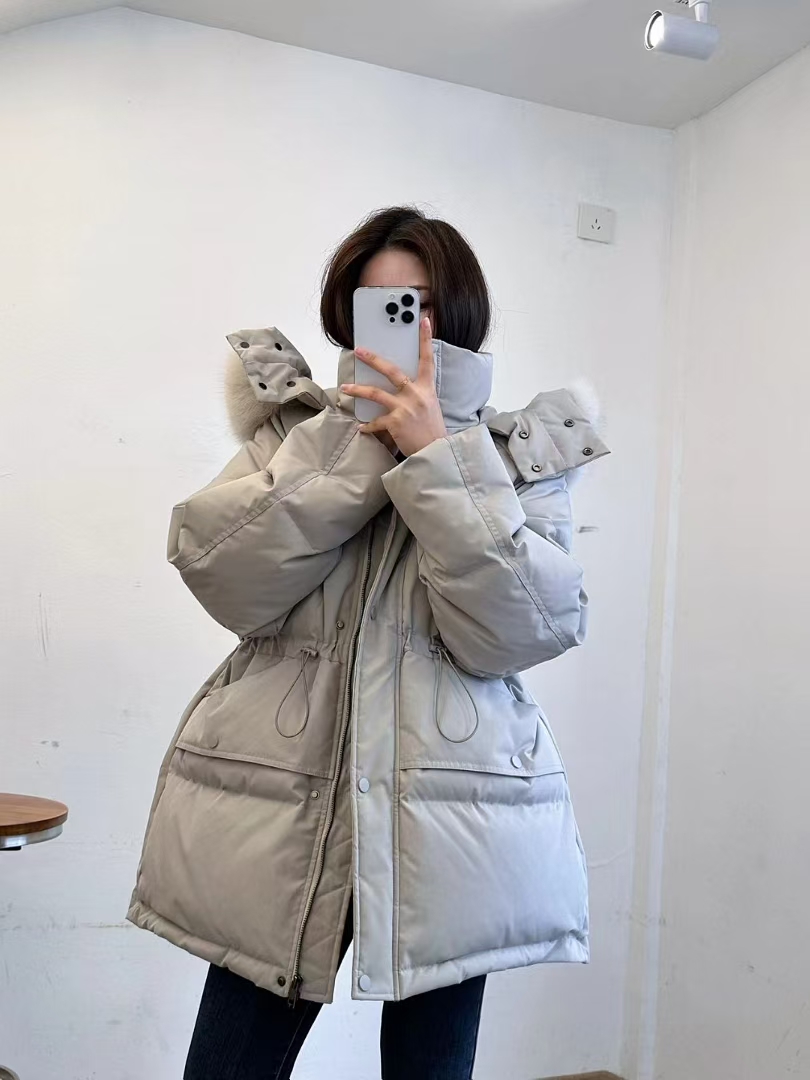 欧韩高端新国标90白鸭绒羽绒服真狐狸毛领连帽宽松保暖厚外套女潮