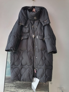 白鸭绒羽绒服连帽保暖中长羽绒外套潮牌女装 欧货高端正版 休闲大版