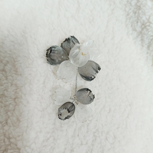 日系首饰系列欧根纱可爱超仙小众泡泡花Silver耳钉耳夹高级感