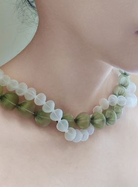 日系首饰系列 欧根纱手作泡泡花项链 可爱超仙小清新婚纱