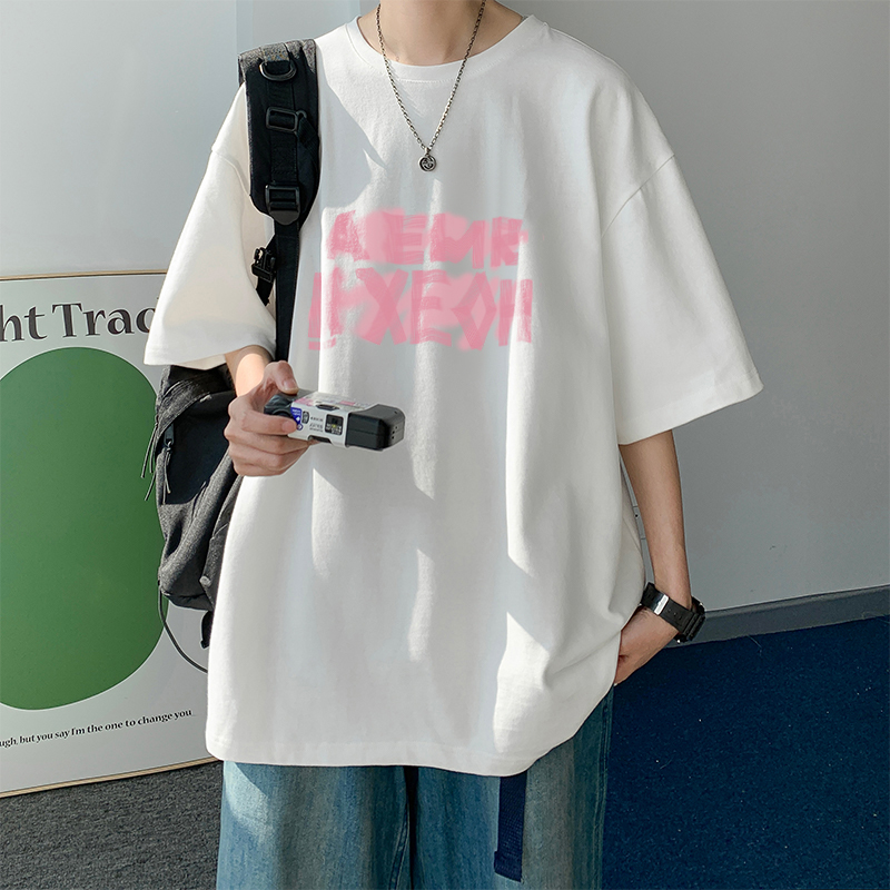 纯棉宽松短袖T恤男士夏季薄款美式速干潮牌设计感情侣半袖上衣服